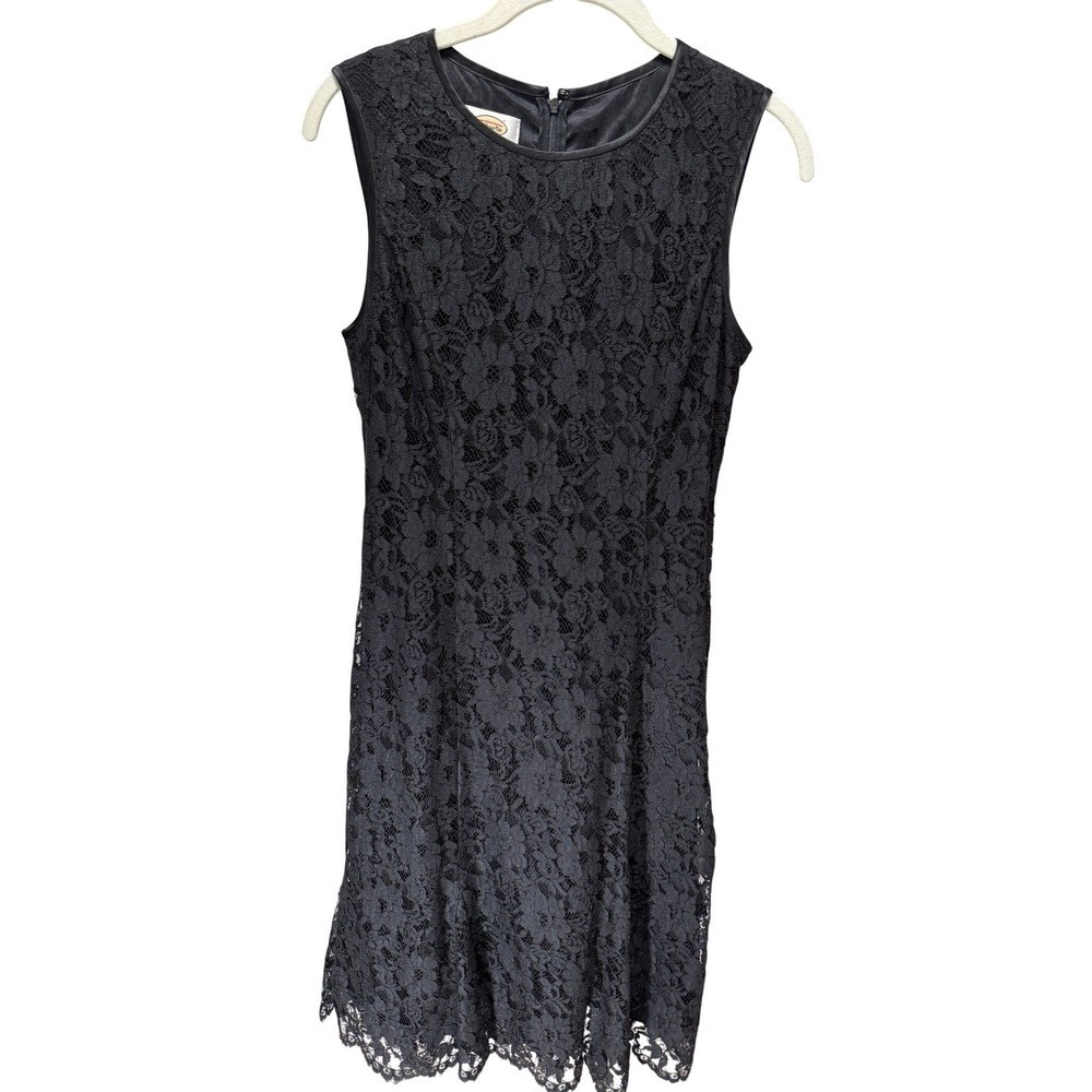 Talbots Lace Sheath Dress Womens 6 Black Floral LBD Whimsigoth Witchy Glam